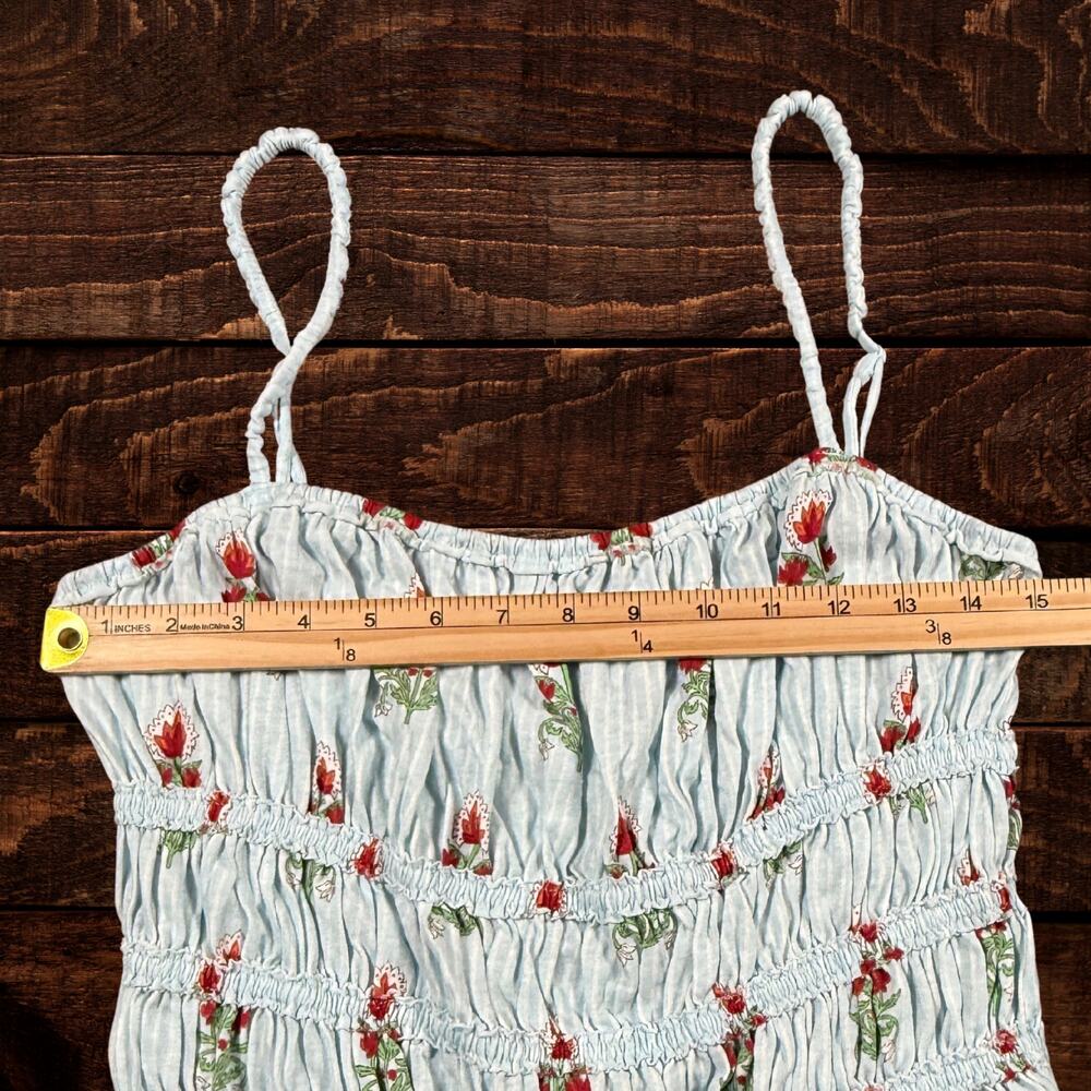 Free People We the Free Dolce Vita Floral Smocked Peplum Boho Tank Top Large - Picture 6 of 8